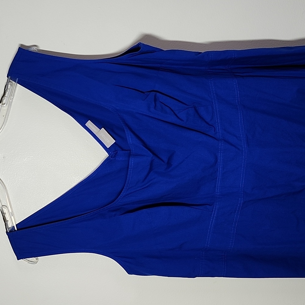 Eshakti Cotton Blue and White Sleeveless Dress Wedding Guest 2X 3X - Picture 2 of 9